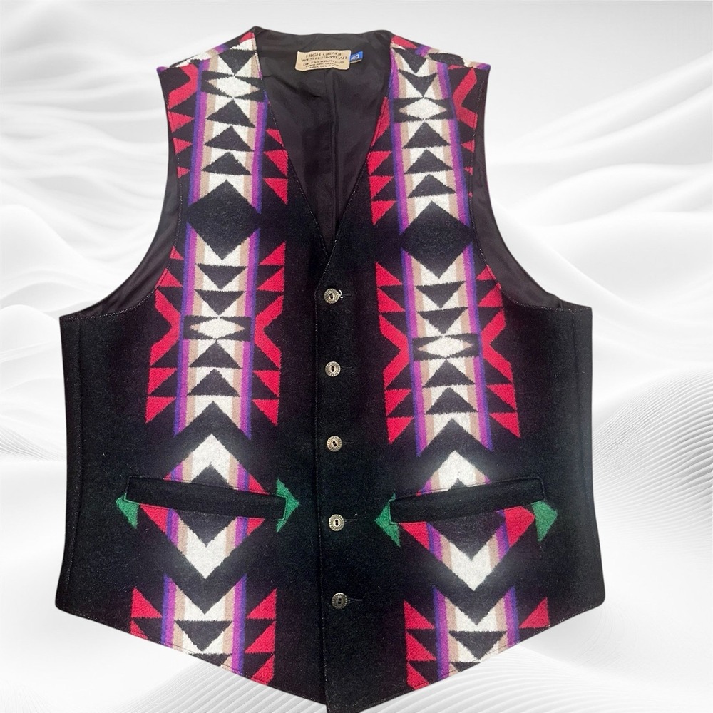Vintage Pendleton High Grade Westernwear Wool Vest‎ Aztec Native USA Made Sz 40